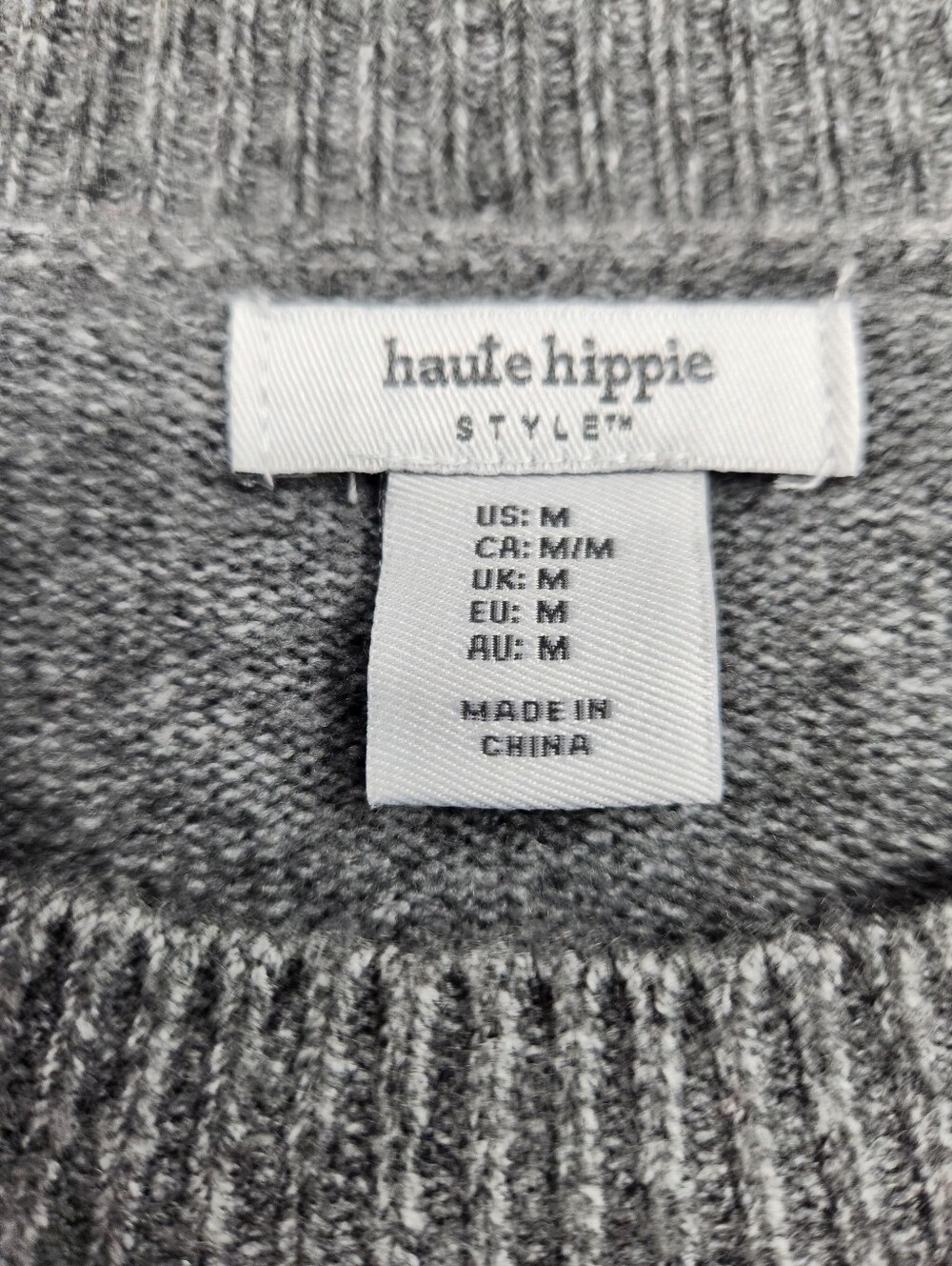 Haute Hippie Style Gray Sugar Skull Embroidered Cropped Sweater Size M Boho - Picture 5 of 14